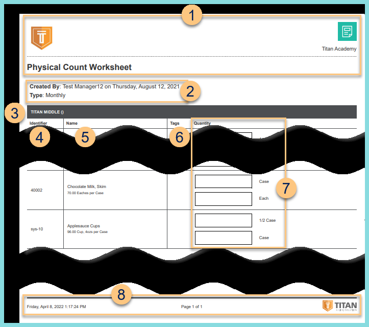 A screenshot of an example physical count worksheet as described on this page.